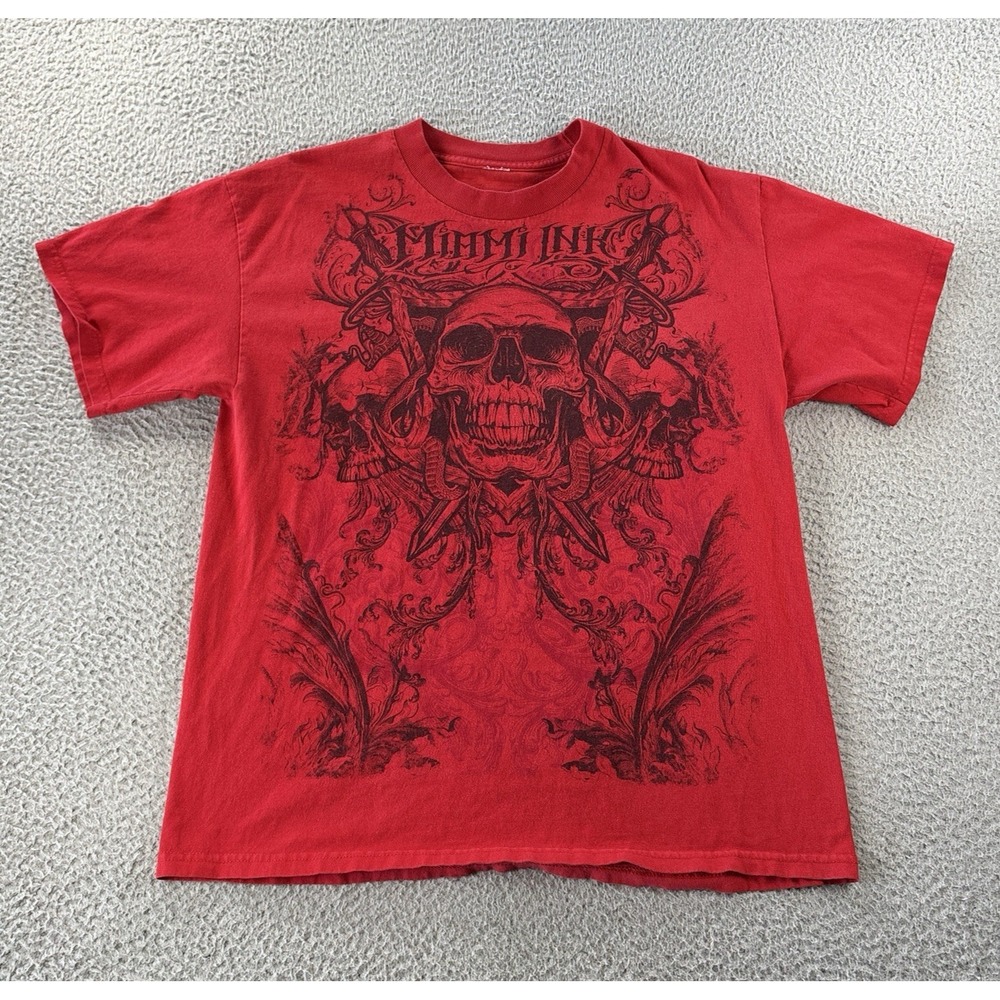 Vintage Miami Ink T Shirt Mens Large Y2K Grunge‎ Skull Tattoo Skater Goth